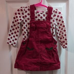Isaac Mizrahi Red Kids Overalls with Apple Design